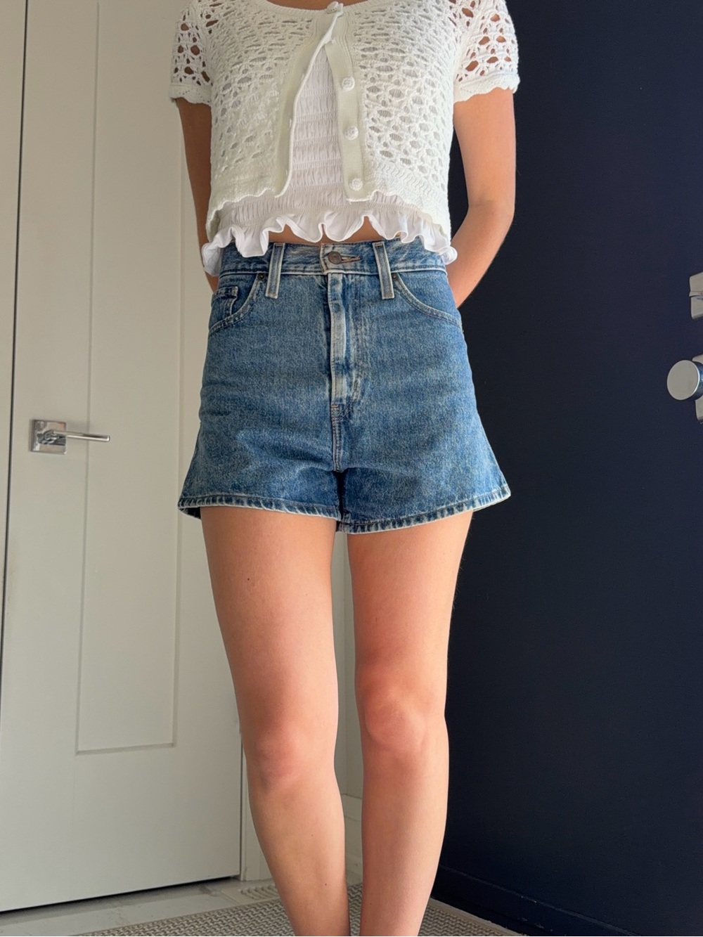 Levi's Medium Blue High-Rise Denim Shorts